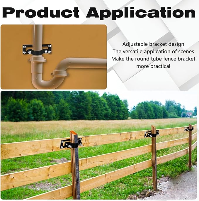 Hottoby 60MM 2-3/8" Fence Brackets for 2 by 4-inch Wood/Metal/Electrophoretic Paint Fence Post Bracket, Include All Parts (24 PCS)