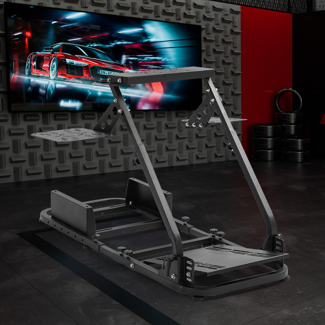 Zootopo Flight Racing Simulator Stand Fit for Fanatec/Moza/Logitech X52 PRO/Thrustmaster A10,T.16000M FCS Adjustable Versatile,No Joystick,Handbrake,Shifter,Pedals,Steering Wheel,TV Mount,Seat