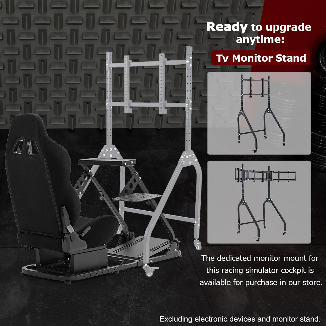 Zootopo Flight Simulator Cockpit with Black Seat Fit for Fanatec/Moza/Logitech X52 PRO/THRUSTMASTER A10,T.16000M FCS Adjustable Versatile,No Joystick,Handbrake,Shifter,Pedals,Steering Wheel,TV Mount