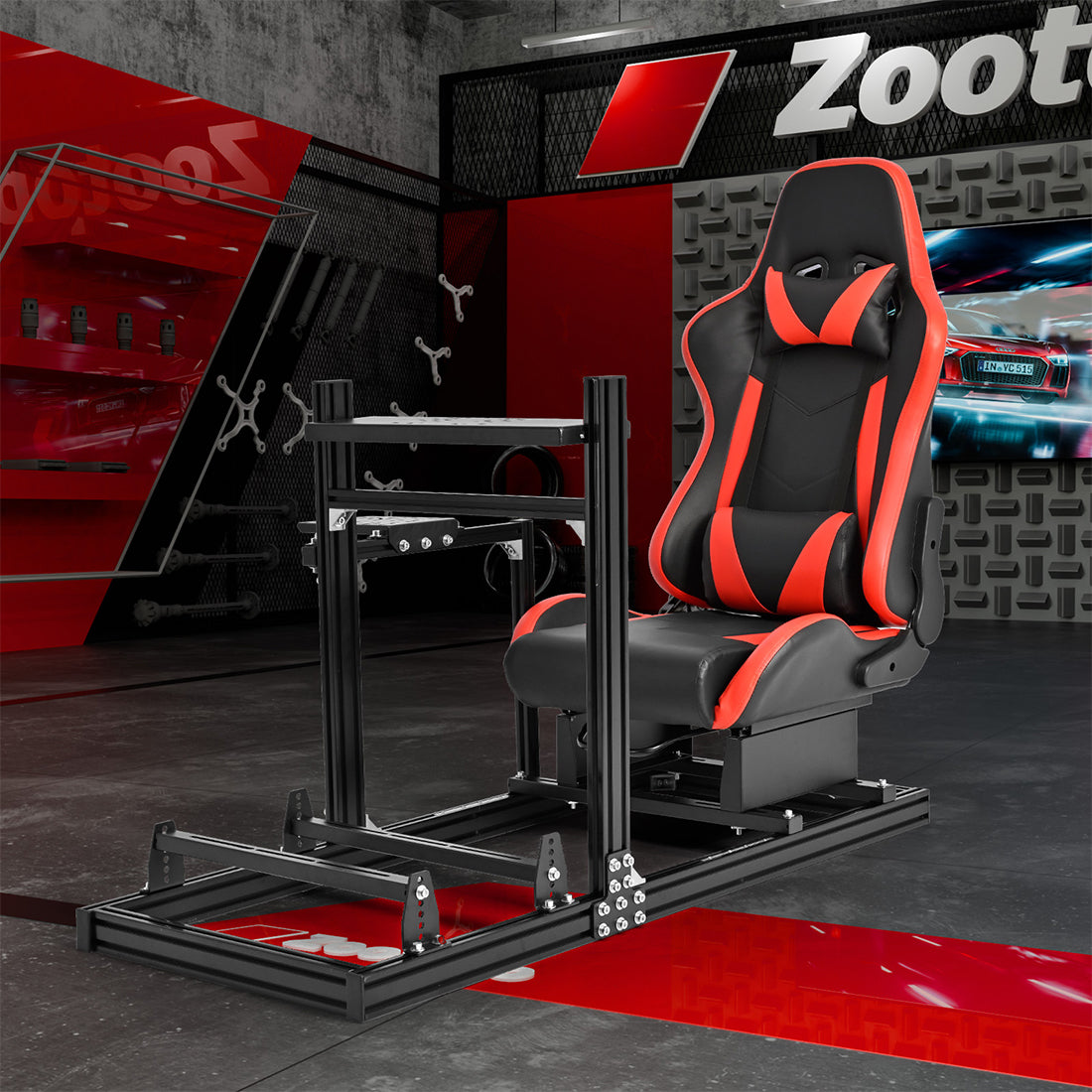 Zootopo Aluminum Profile 3060 Racing Simulator Cockpit with Seat,Fit for Thrustmaster/Fanatec/Logitech G29 , featuring infinite adjustability, Not Include Steering Wheel,Pedals,Handbrake