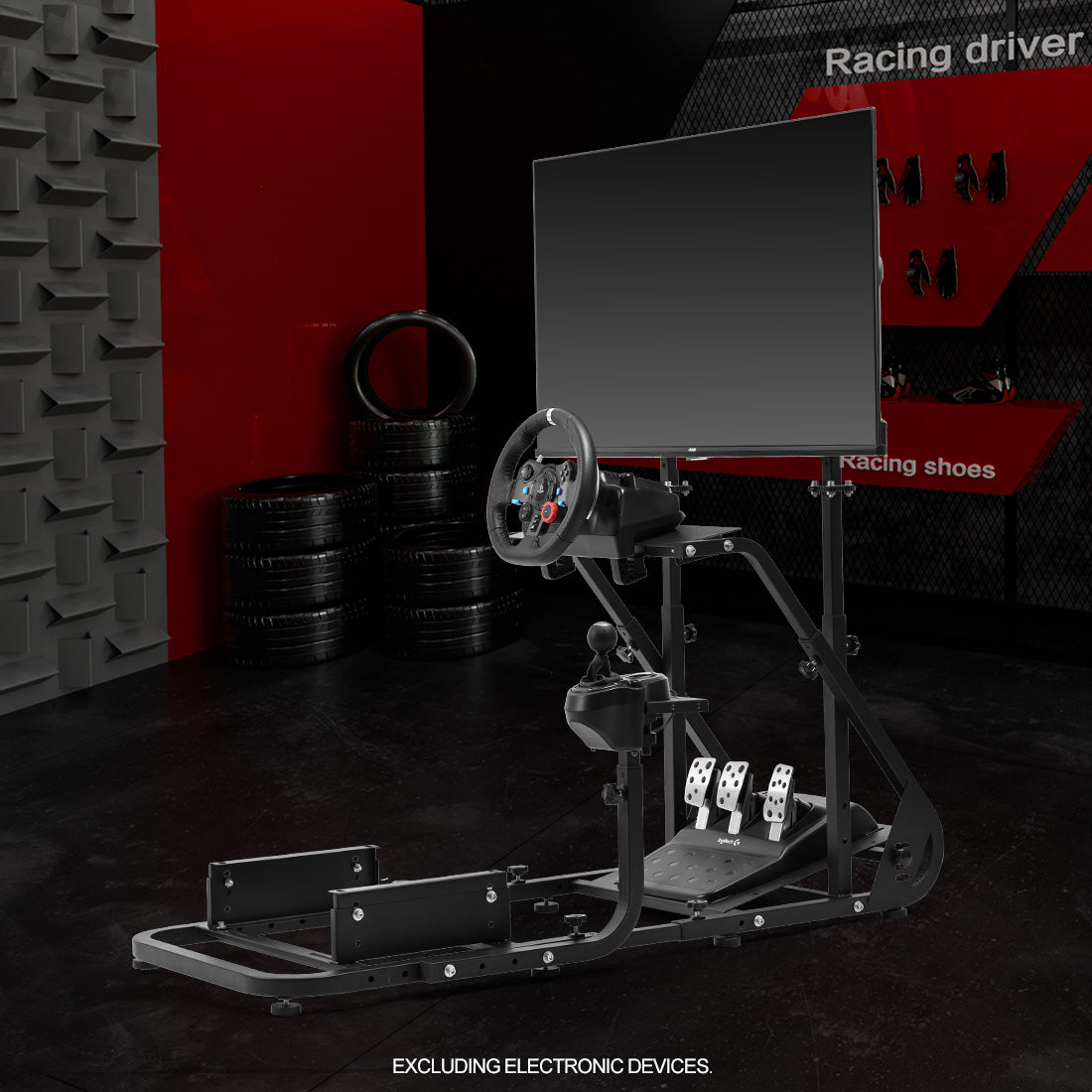 Zootopo Adjustable Sim Racing Cockpit with Monitor Mount, Fit for Logitech G923,Thrustmaster Wheels, Frame Double Arm Reinforcement, No Steering Wheel,Pedal,Display and Seat