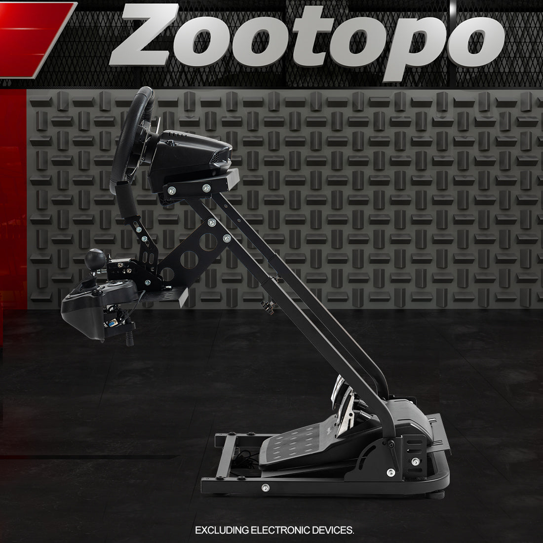 Zootopo Racing Wheel Stand with Gear Shifter and Pedal Mount, Fit for Logitech G25 G27 G29/Thrustmaster T150 T248, Multi-position Adjustable Racing Cockpit with Easy Storage, Not Include Steering Wheel, Pedal and Handbrake