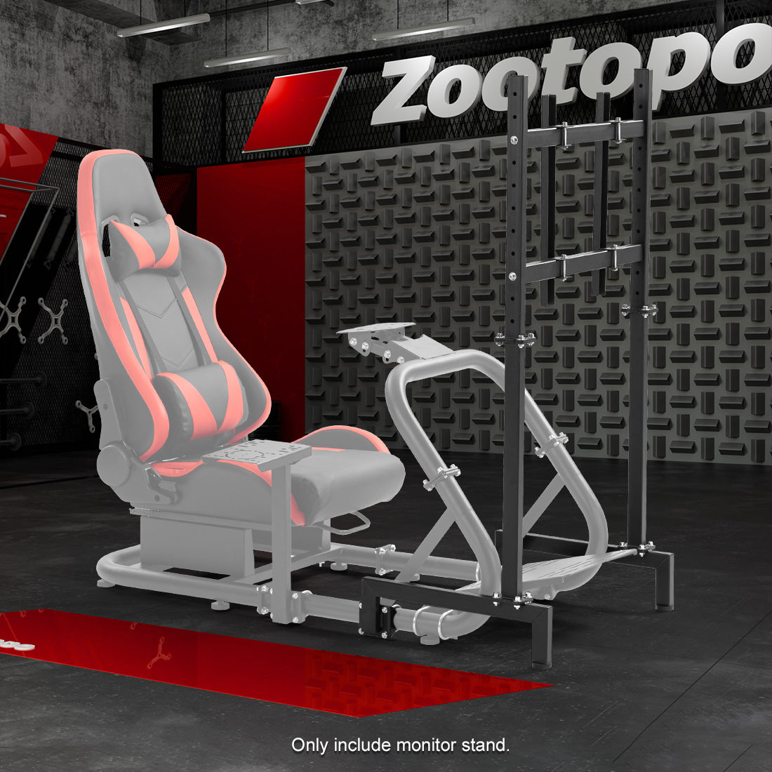 Zootopo Racing Sim Monitor Mount for Racing Simulator Cockpit Support Monitor from 24 to 60 inch,Stable Height Position,Adjustable Driving Display Stand for TV and PC Monitor,NO Steering Wheel,Shift Lever,Pedals,TV,Seat and Cockpit