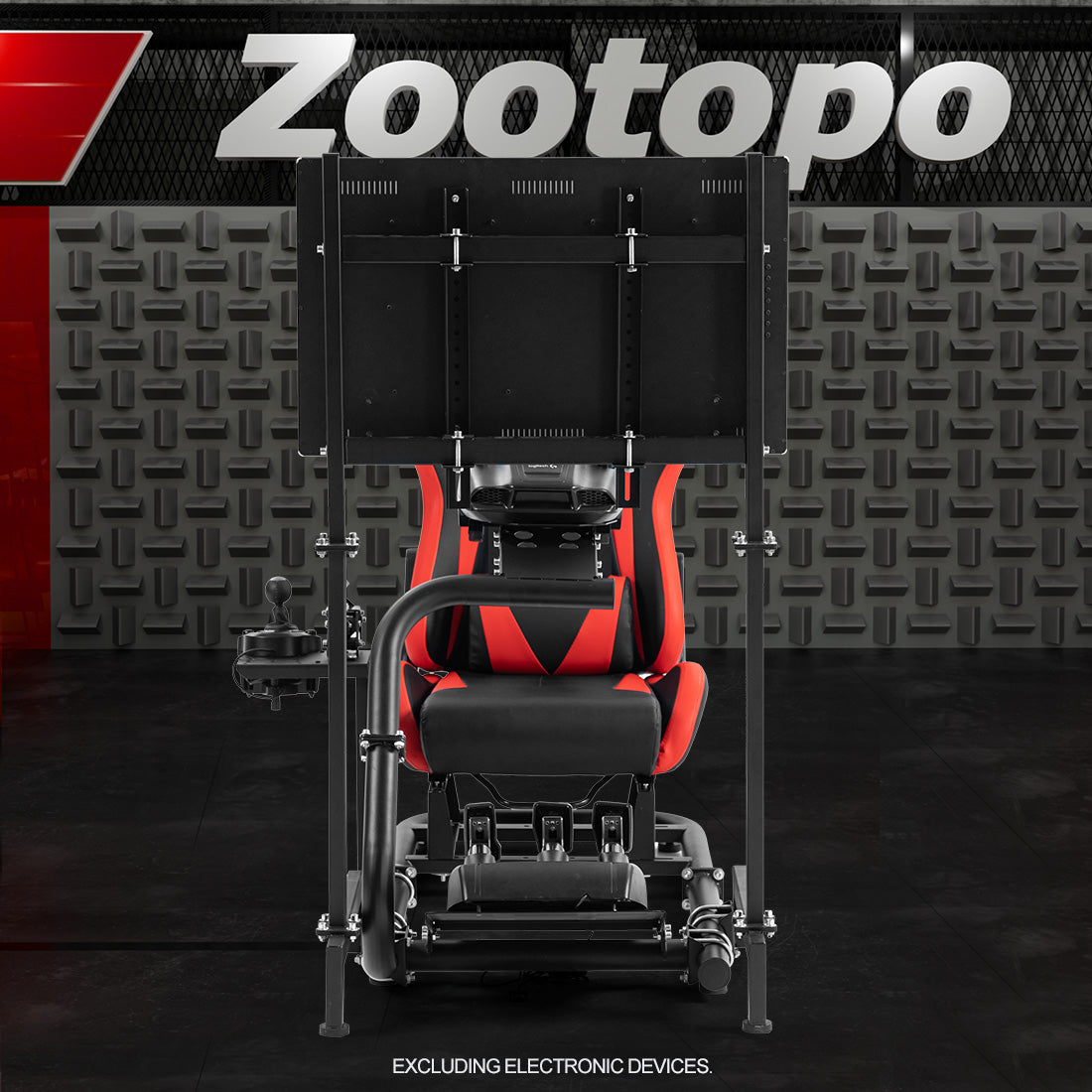 Zootopo Racing Cockpit with TV Stand &Red Seat Fit for Logitech,Thrustmaster G27 G920 T500 Wheel Shifter Pedals Not Included