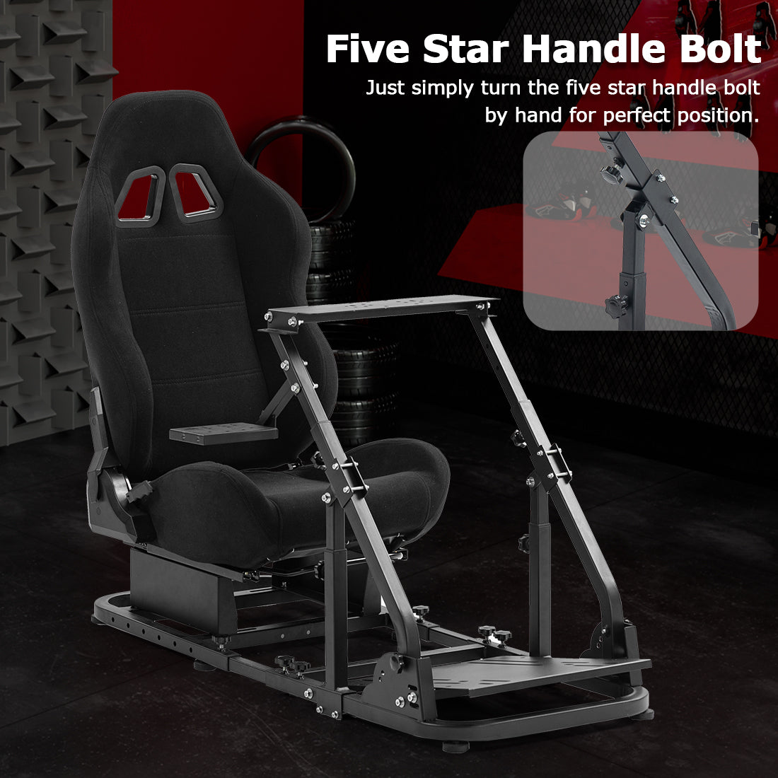 Zootopo Racing Simulator Cockpit with Black Seat Fit for Logitech G923/G29/G920, Thrustmaster, Fanatec, Unlimited Adjustment,Not Included Shifter,Wheel,Pedals