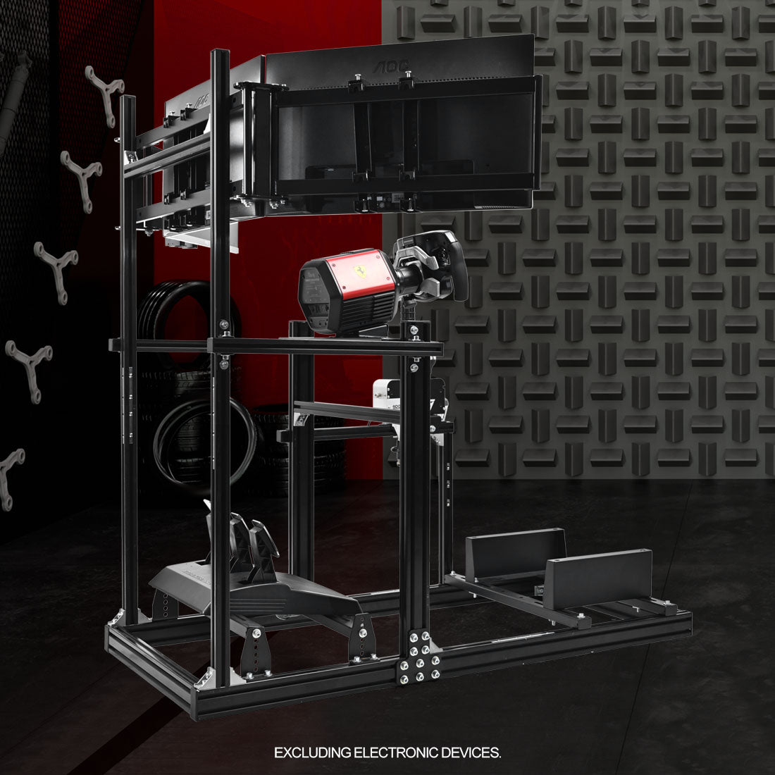 Zootopo Racing Simulator Cockpit with Triple-monitor Setup Crafted from 3060 Aluminum Profile, Fit for Thrustmaster，for Fanatec，for Logitech G29/GPro, Unlimited Adjustment,Not Include Steering Wheel,Pedals,Handbrake