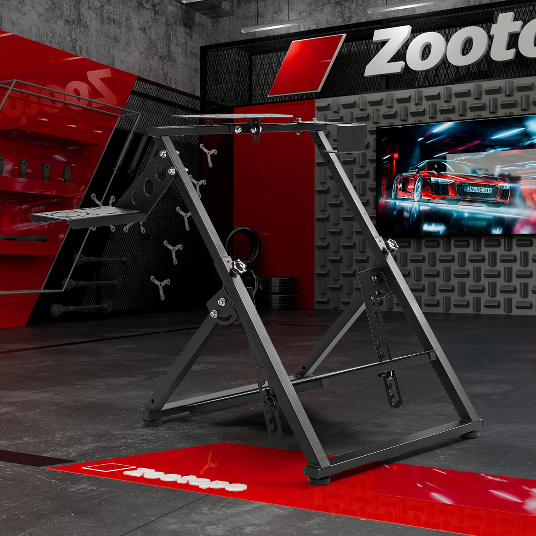 Zootopo Foldable Racing Wheel Stand Adjustable Sim Racing Cockpit Compatible with Logitech/ Thrustmaster/Fanatec/PXN/Moza R5 R9 G29 G920 G923 T248 T300RS GT T500 Sturdy Gaming Stand,Space-Saving Design , Wheel and Pedals Not Included