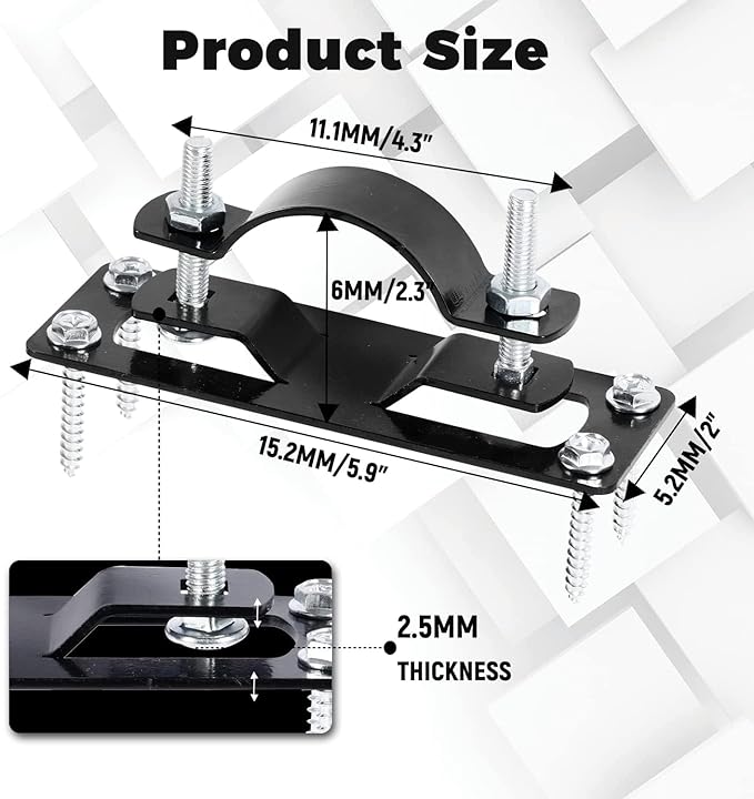 Hottoby 60MM 2-3/8" Fence Brackets for 2 by 4-inch Wood/Metal/Electrophoretic Paint Fence Post Bracket, Include All Parts (24 PCS)