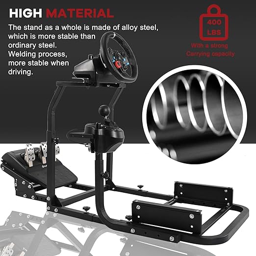 Hottoby G923 Racing Simulator Cockpit Stability Upgrade&Multi-level Adjustment Fit for Logitech/Thrustmaster G25,G29,G920 Gaming Steering Wheel Stand,No Handbrake,Pedals,Steering Wheel,Seat