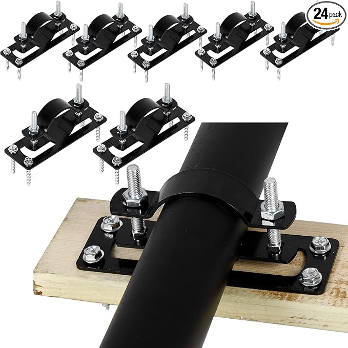 Hottoby 60MM 2-3/8" Fence Brackets for 2 by 4-inch Wood/Metal/Electrophoretic Paint Fence Post Bracket, Include All Parts (24 PCS)