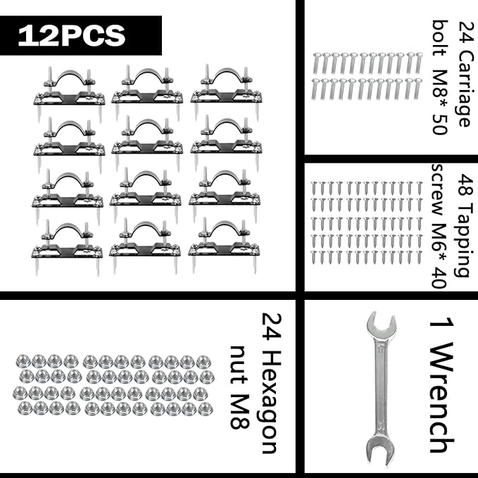 Hottoby 60MM 2-3/8" Fence Brackets for 2 by 4-inch Wood/Metal/Electrophoretic Paint Fence Post Bracket, Include All Parts (24 PCS)