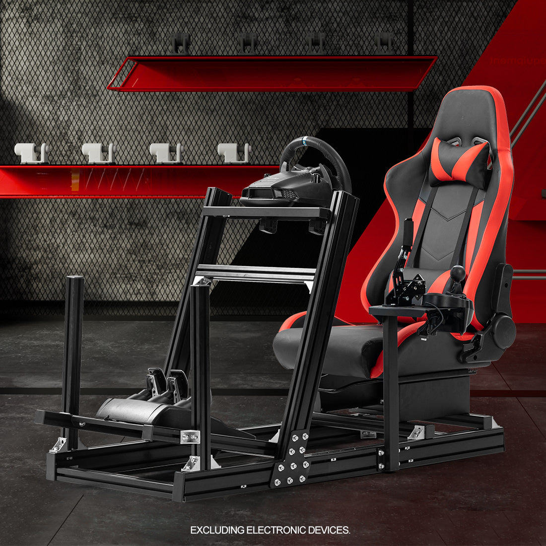 Zootopo 8040 Aluminum Profile Racing Simulaor Cockpit Simulator with Red Seat Fit for Logitech/Thrustmaster/Fanatec/Moza G920,G923 Professional&Expandability,F1 Truck,No Handbrake,Pedals,Steering Wheel