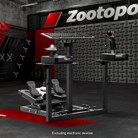 Zoopoto Flight Racing Simulator Cockpit Game Stand Fit for Thrustmaster HOTAS Warthog,TPTPR_Rudder,Logitech G29 G920 G923, Unlimited Adjustment,Suitable for flight and racing simulations,Not Included Wheels,Pedals,Throttle,Joystick