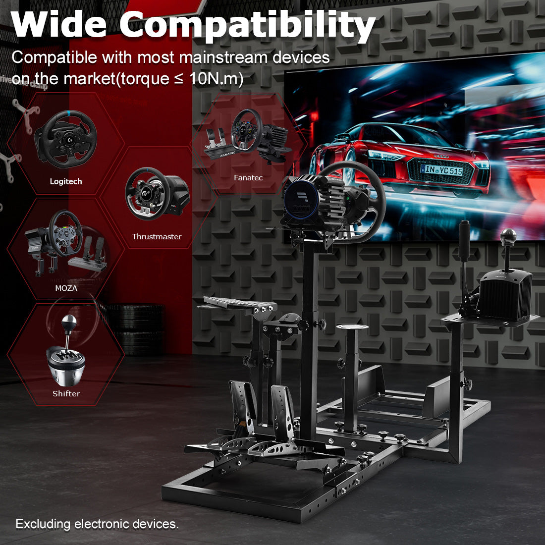 Zootopo Flight Simulator Cockpit Multi-Purpose Kit, compatible with HOTAS Warthog, G Saitek, Logitech G920 G923 T80 T150 and other models, without steering wheel mounts, foot pedals, hand brakes, throttles, joysticks and seats.