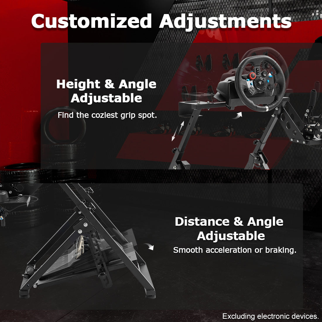 Zootopo Foldable Racing Wheel Stand Adjustable Sim Racing Cockpit Compatible with Logitech/ Thrustmaster/Fanatec/PXN/Moza R5 R9 G29 G920 G923 T248 T300RS GT T500 Sturdy Gaming Stand,Space-Saving Design , Wheel and Pedals Not Included