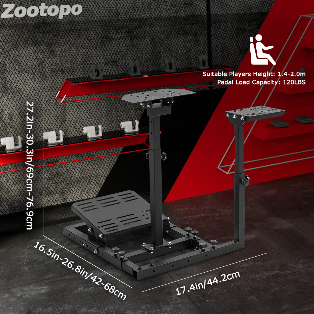 Zootopo Racing Wheel Stand fit for Logitech G25 G27 G29 G920, Thrustmaster T300RS T500RS, Unlimited Adjustment，Simulated Racing Game Stand without Steering Wheel Pedal Shifter