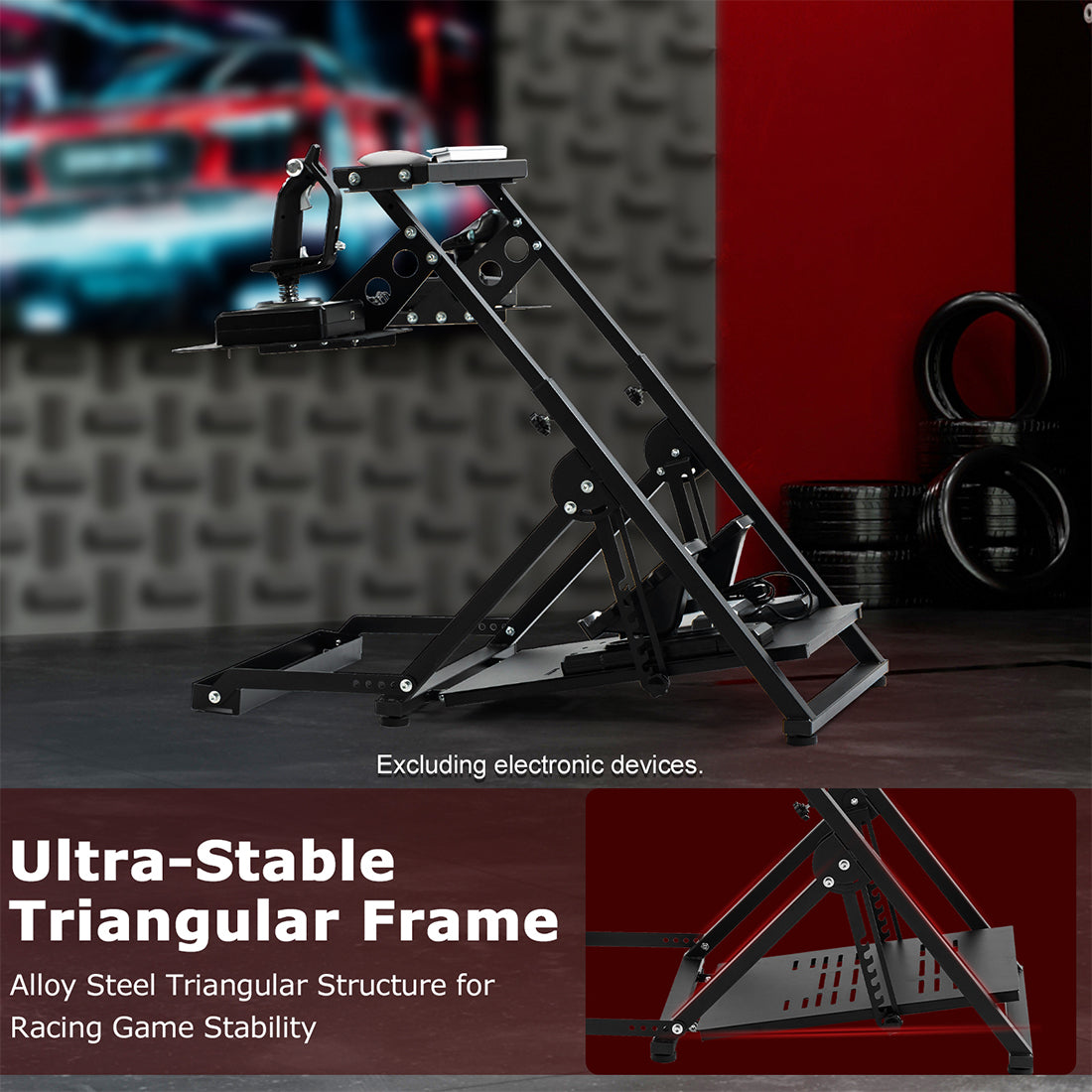 Zootopo Foldable Flight Simulation Cockpit with Fixed Slot Fit for Logitech/Thrustmaster/Hotas Warthog/Fanatec,  Adjustable Fight Sim Mount Pedals, Steering Wheel Not Included