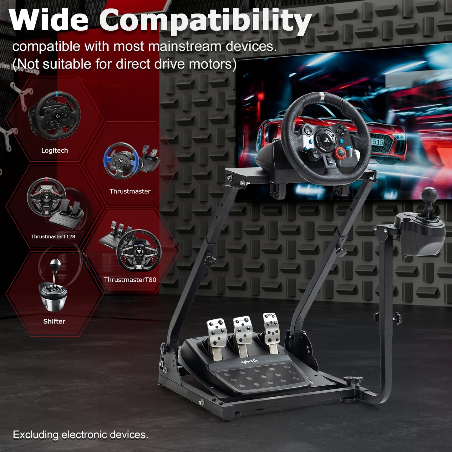 Zootopo  G920 Racing Wheel Stand Shifter Mount Pro Fit for Logitech G25 G27 G29 G923 Tilt-Adjustable Racing Simulator Steering wheel Stand ,wheel and Pedals NOT Included
