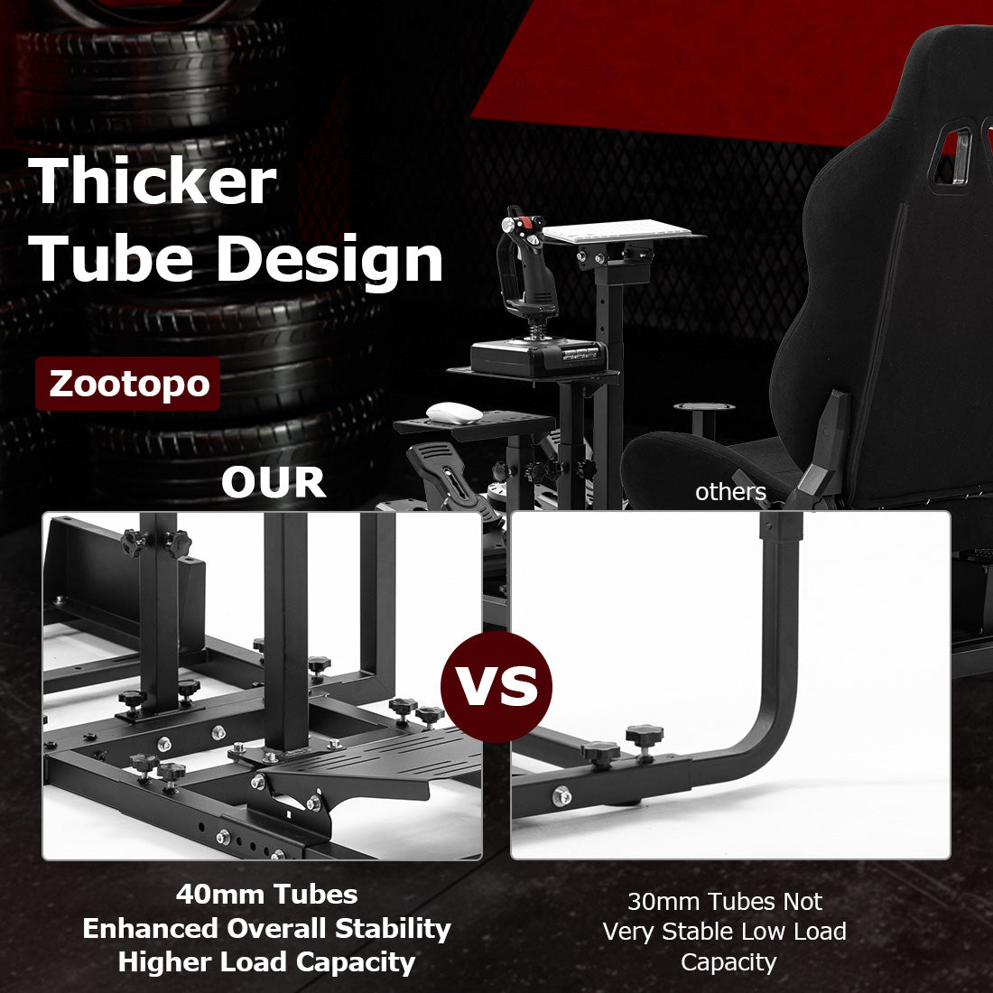 Zootopo Flight  Racing Simulator Cockpit Multi-Function Seat, Compatible with HOTAS Warthog, G Saitek, Logitech G920 G923, Thrustmaster T150, Xbox, PC ,without steering wheel, pedals, handbrake, throttle, joystick