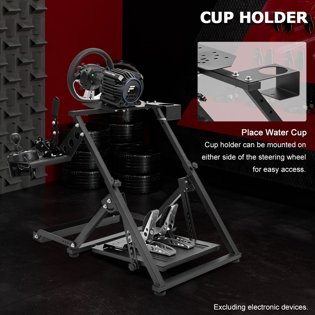 Zootopo Racing simulator Stand with Pulley Chair Fixing, Fit for Logitech G25 G27 G920/Fanatec/Thrustmaster, Adjustable Foldable Without Steering Wheel,Pedal and Handbrake