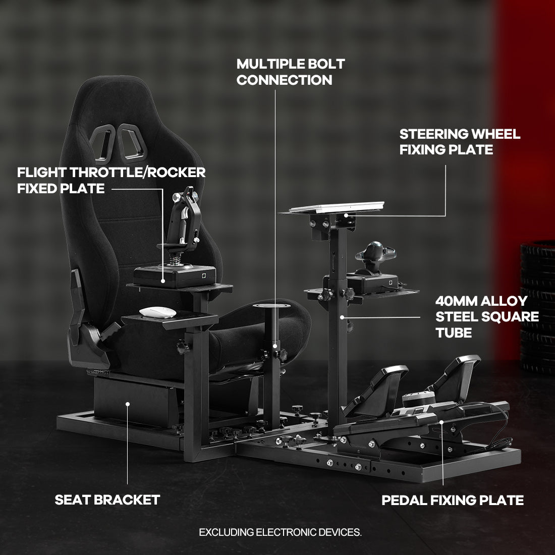 Zootopo Flight  Racing Simulator Cockpit Multi-Function Seat, Compatible with HOTAS Warthog, G Saitek, Logitech G920 G923, Thrustmaster T150, Xbox, PC ,without steering wheel, pedals, handbrake, throttle, joystick