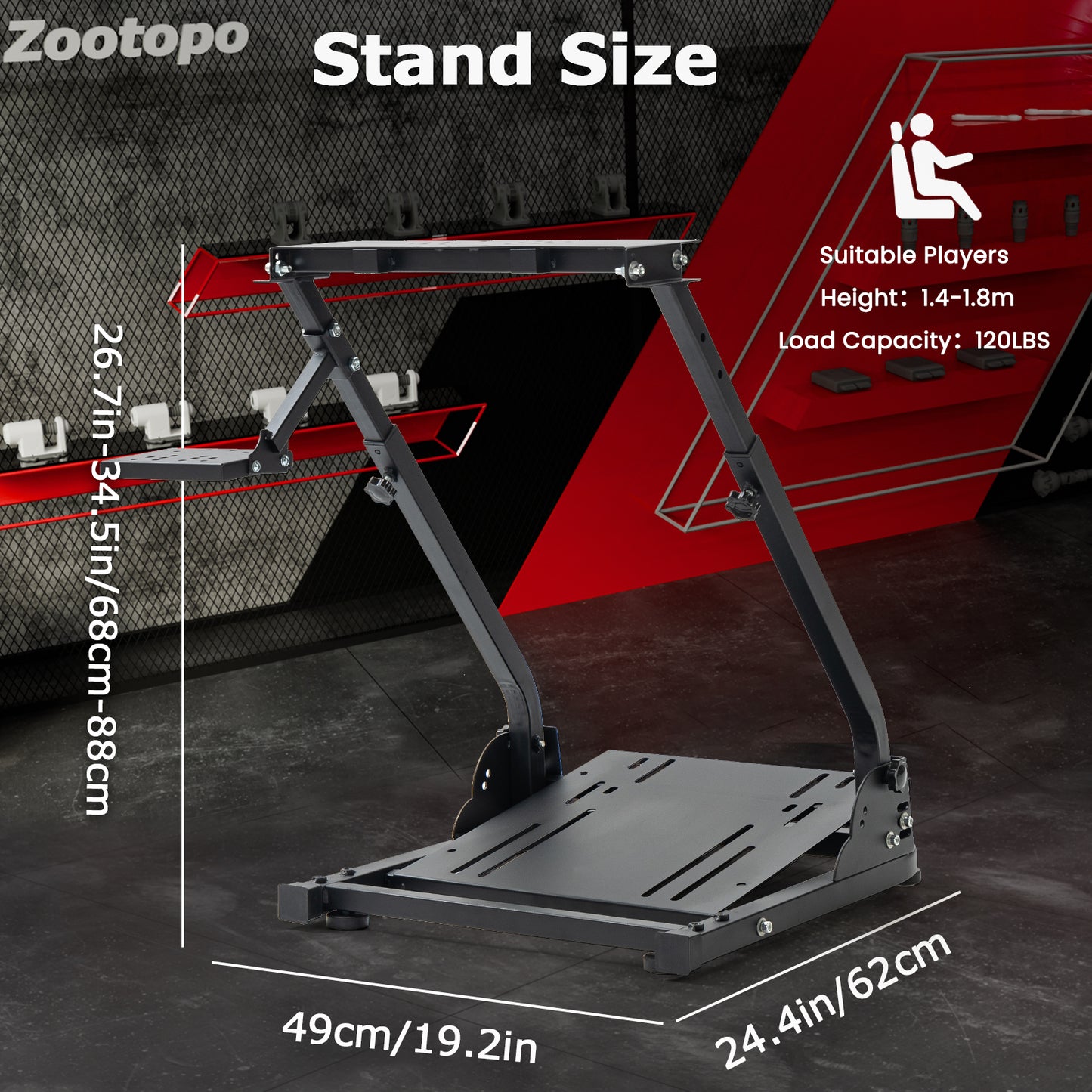 Zootopo Racing Steering Wheel Stand, Foldable Multi-level Adjustable, Fit for Logitech G920/Thrustmaster/PXN, Easy Storage&Install Gaming Simulator Cockpit, No Handbrake, Pedal or Steering Wheel
