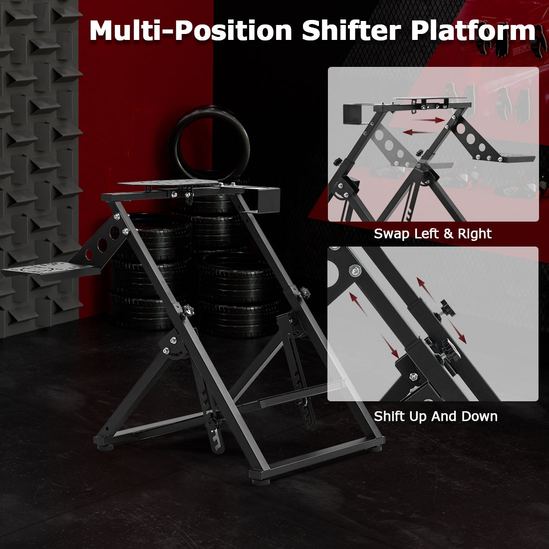 Zootopo Foldable Racing Wheel Stand Adjustable Sim Racing Cockpit Compatible with Logitech/ Thrustmaster/Fanatec/PXN/Moza R5 R9 G29 G920 G923 T248 T300RS GT T500 Sturdy Gaming Stand,Space-Saving Design , Wheel and Pedals Not Included