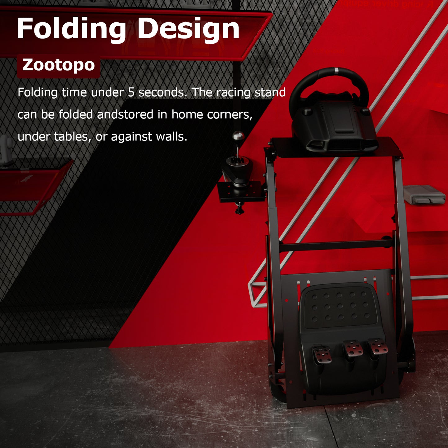 Zootopo Racing Steering Wheel Stand, Foldable Multi-level Adjustable, Fit for Logitech G920/Thrustmaster/PXN, Easy Storage&Install Gaming Simulator Cockpit, No Handbrake, Pedal or Steering Wheel