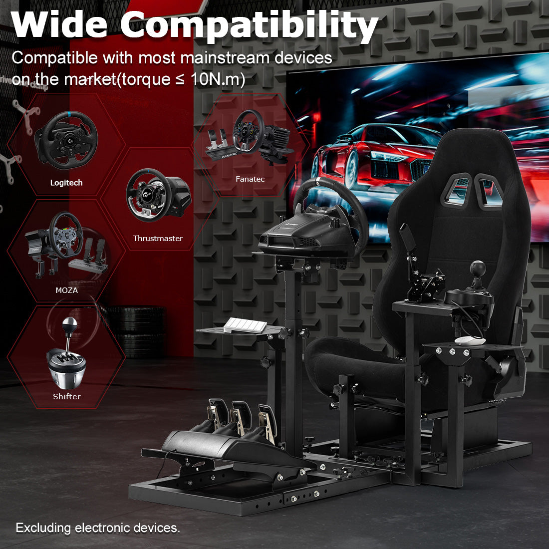 Zootopo Flight  Racing Simulator Cockpit Multi-Function Seat, Compatible with HOTAS Warthog, G Saitek, Logitech G920 G923, Thrustmaster T150, Xbox, PC ,without steering wheel, pedals, handbrake, throttle, joystick