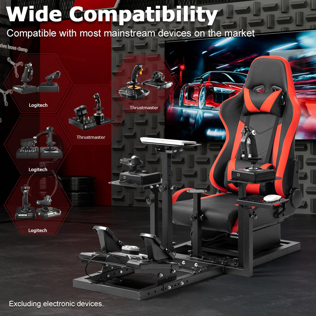 Zootopo Modular Flight Simulator and Racing Simulator Cockpit, Used for Combat or Racing Simulation, Compatible with Logitech/Thrustmaster Hotas Warthog/Honeycomb Alpha Bravo,No Wheel, Pedals, Handbrake and Monitor