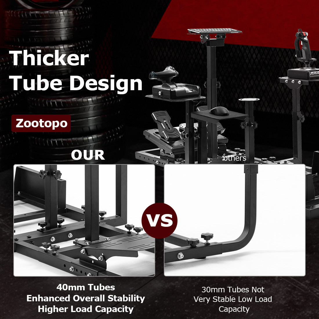 Zootopo Flight Simulator Cockpit Multi-Purpose Kit, compatible with HOTAS Warthog, G Saitek, Logitech G920 G923 T80 T150 and other models, without steering wheel mounts, foot pedals, hand brakes, throttles, joysticks and seats.