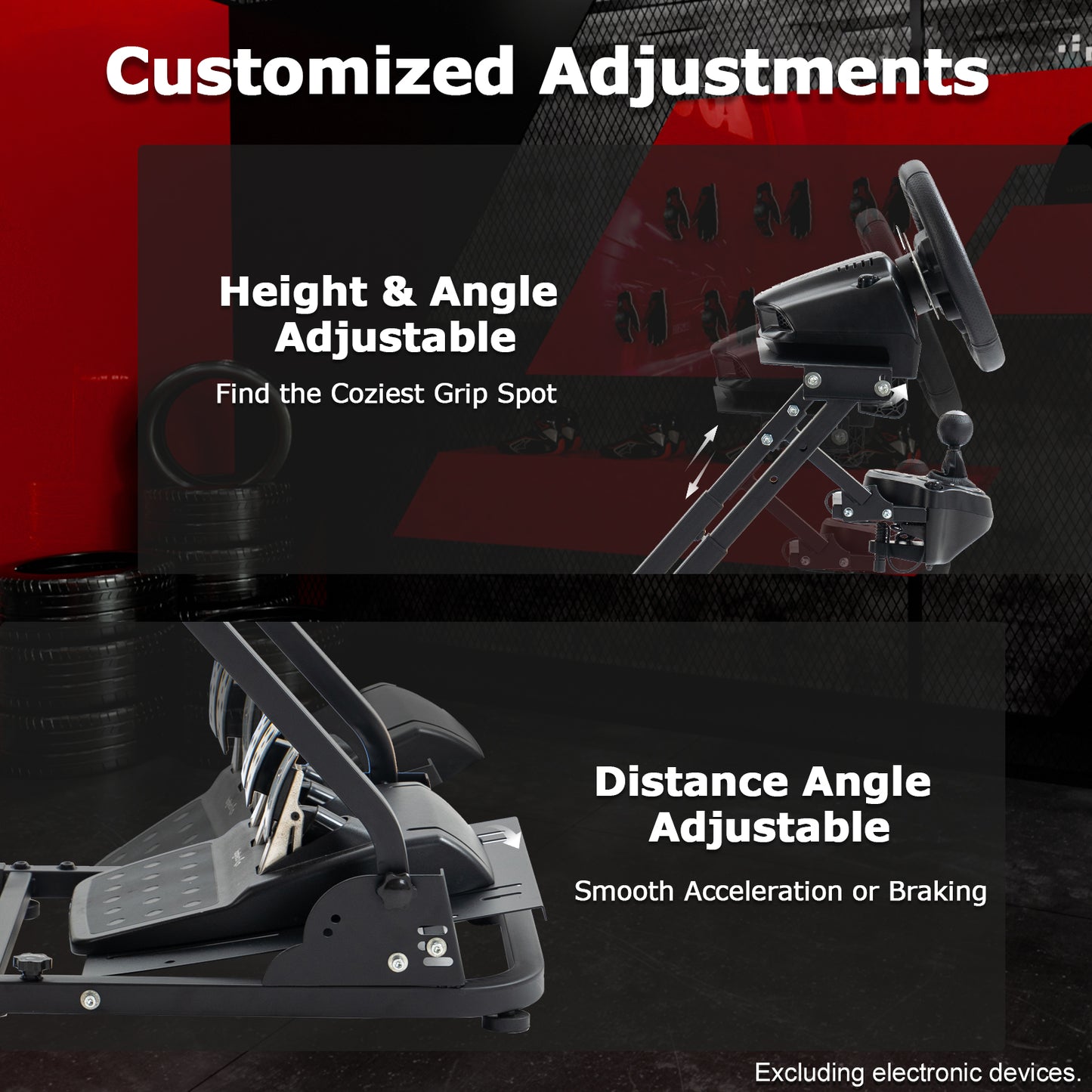 Zootopo Racing Steering Wheel Stand, Foldable Dual Shift Levers, Fit for Logitech G920/Thrustmaster/PXN, Multi-level Adjustable, Easy Storage, Install Cockpit, No Handbrake, Pedal and Steering Wheel
