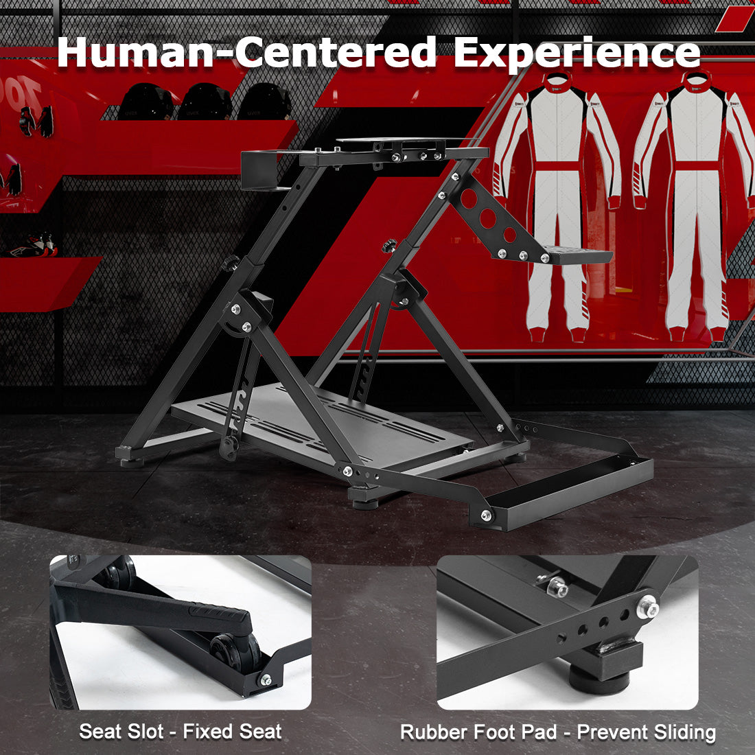 Zootopo Racing simulator Stand with Pulley Chair Fixing, Fit for Logitech G25 G27 G920/Fanatec/Thrustmaster, Adjustable Foldable Without Steering Wheel,Pedal and Handbrake