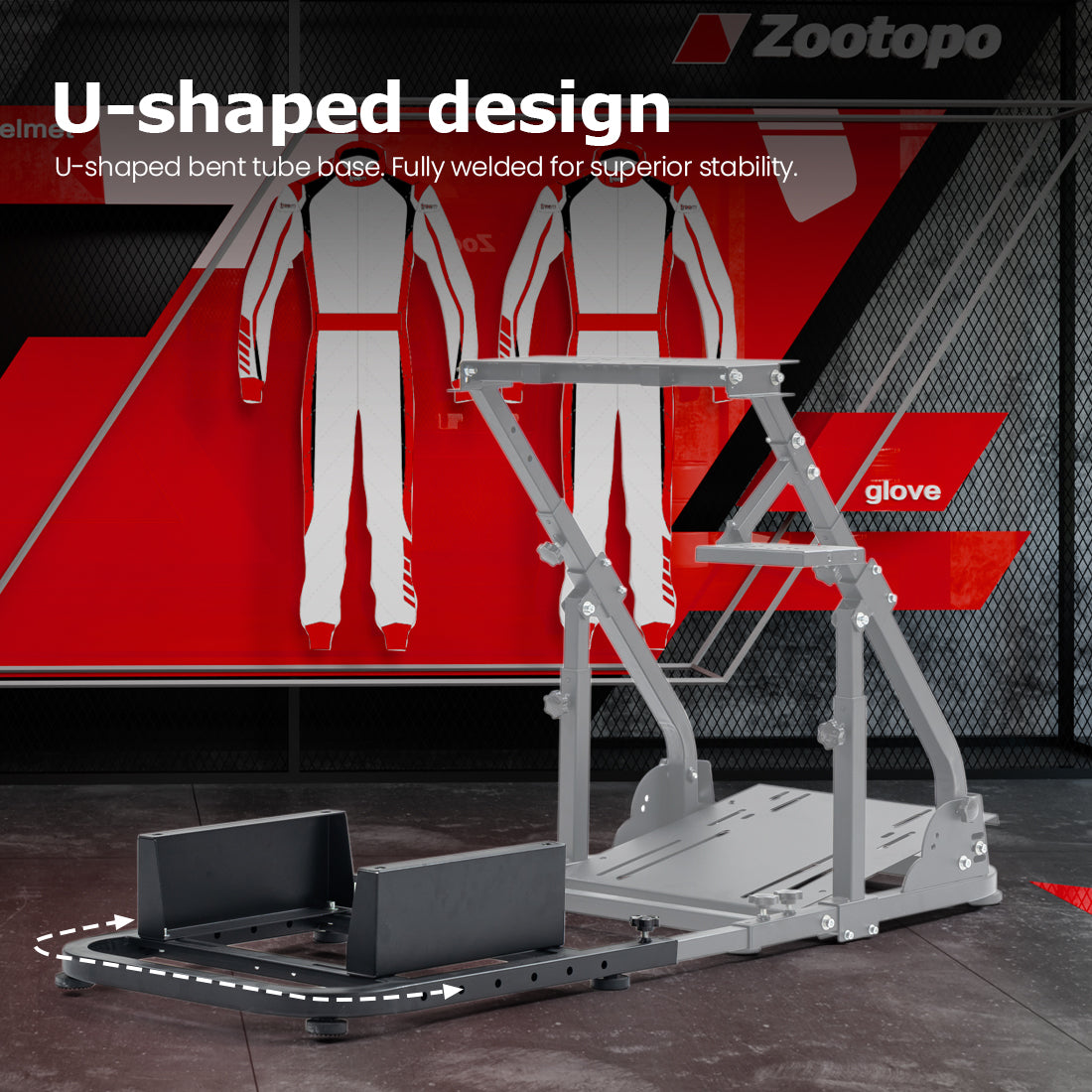 Zootopo Rear Seat Stand Racing Wheel Frame Parts/Accessories Mounting Seat Installable Most Chair Stand Simulator Cockpit Wheel and Pedals Not Included