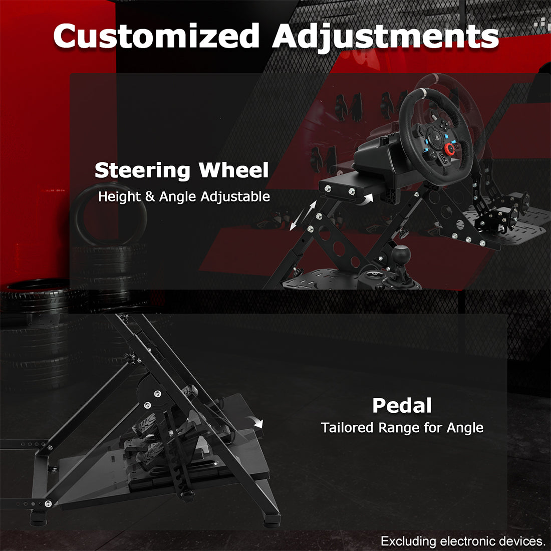 Zootopo Foldable Flight Simulation Cockpit with Fixed Slot Fit for Logitech/Thrustmaster/Hotas Warthog/Fanatec,  Adjustable Fight Sim Mount Pedals, Steering Wheel Not Included