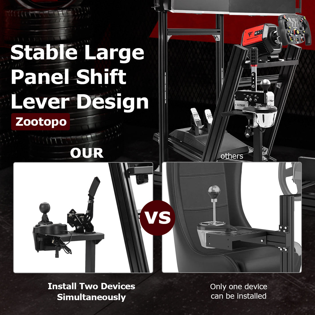 Zootopo 8040 Aluminum Profile Racing Simulator Cockpit with Triple Display Stand Fit for Logitech/Thrustmaster/Fanatec G25 G27 G29 G923 T80,F1 Trunk,No Seat,Handbrake,Pedals & Steering Wheel