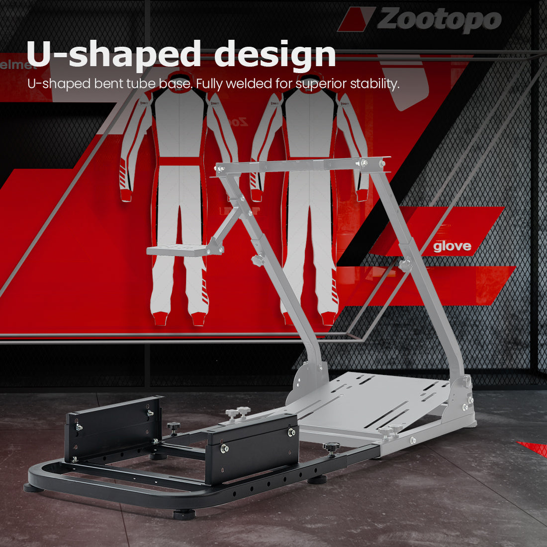 Zootopo Alloy Racing Bracket Accessories, Rear Half of Racing Wheel Stand Adjustable Width and Height of Seat Stand, Racing Simulator Cockpit Seat Mount, Support DIY