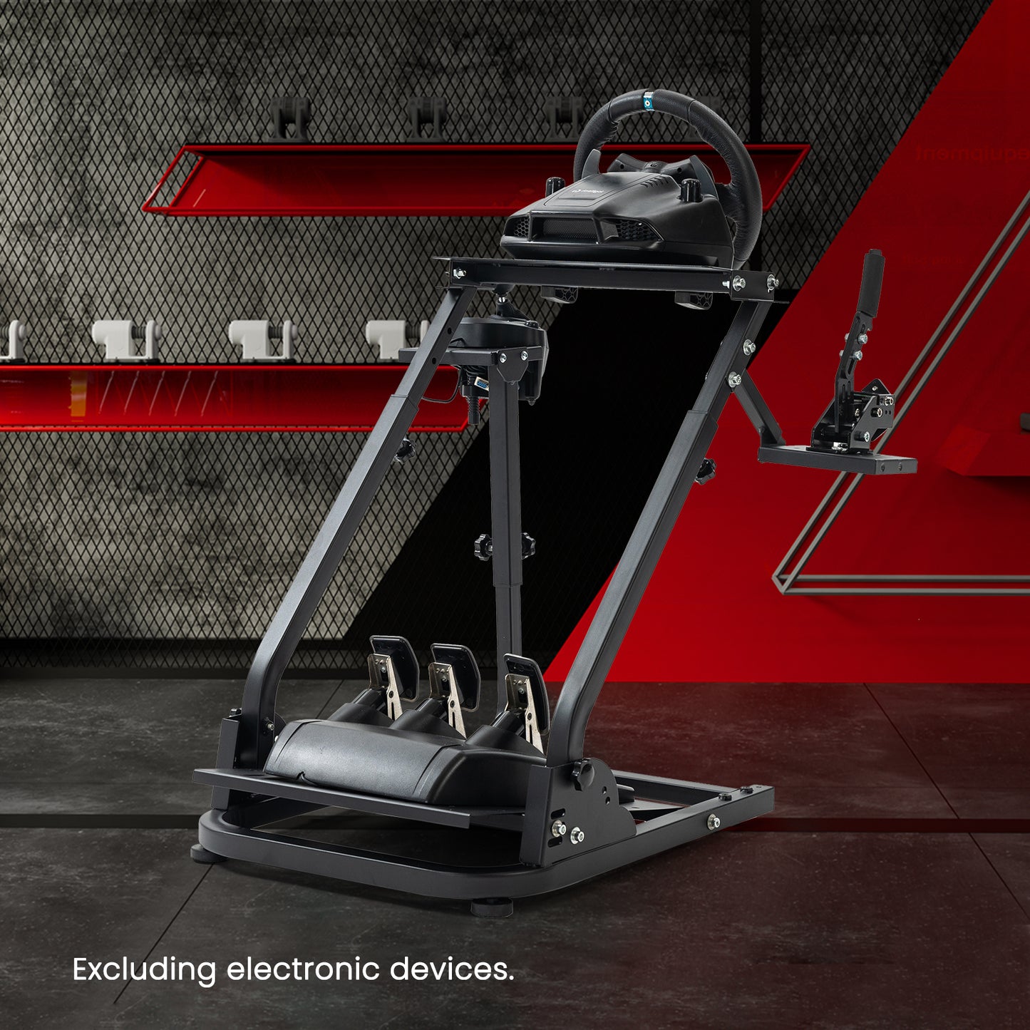 Zootopo Racing Steering Wheel Stand, Foldable Dual Shift Levers, Fit for Logitech G920/Thrustmaster/PXN, Multi-level Adjustable, Easy Storage, Install Cockpit, No Handbrake, Pedal and Steering Wheel