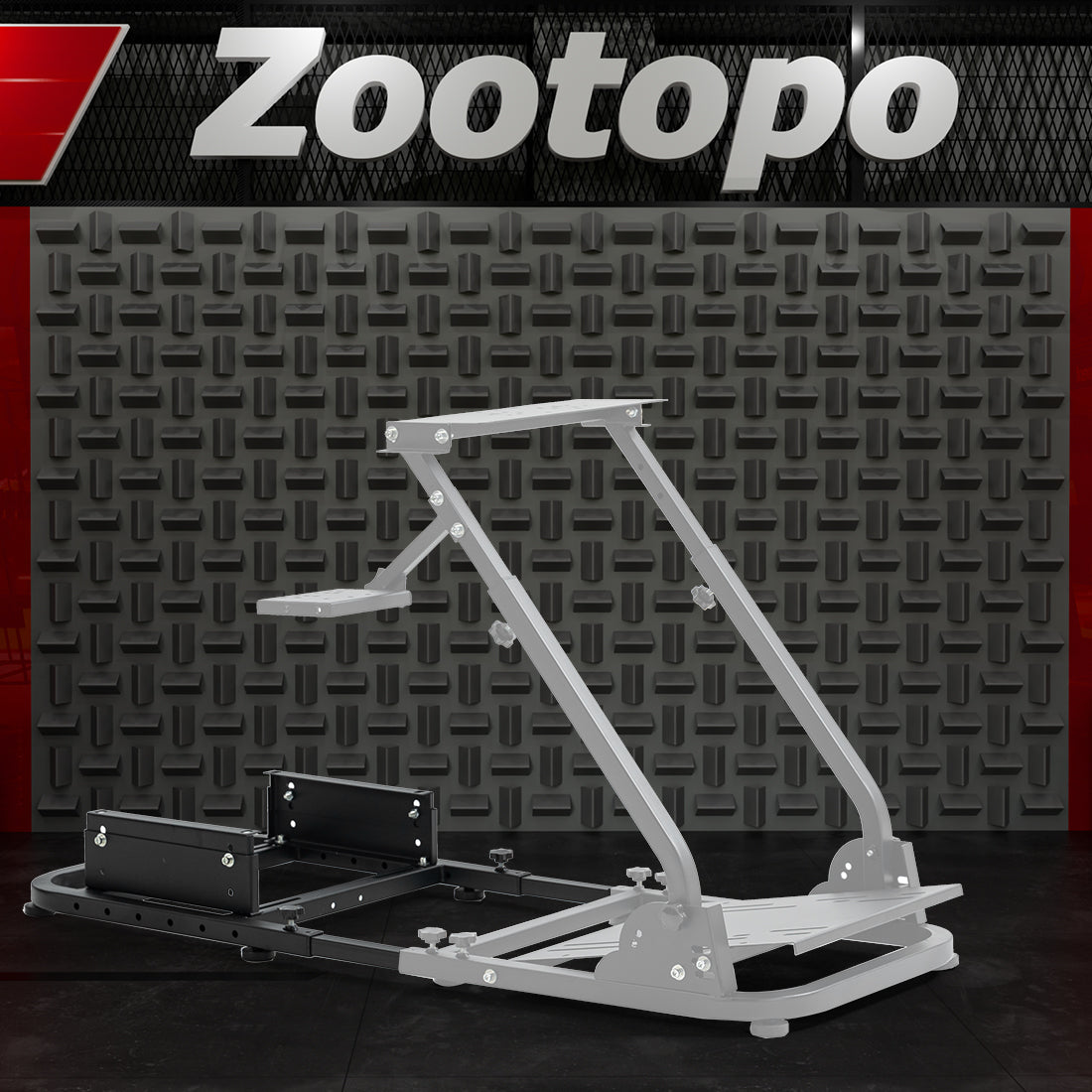 Zootopo Alloy Racing Bracket Accessories, Rear Half of Racing Wheel Stand Adjustable Width and Height of Seat Stand, Racing Simulator Cockpit Seat Mount, Support DIY