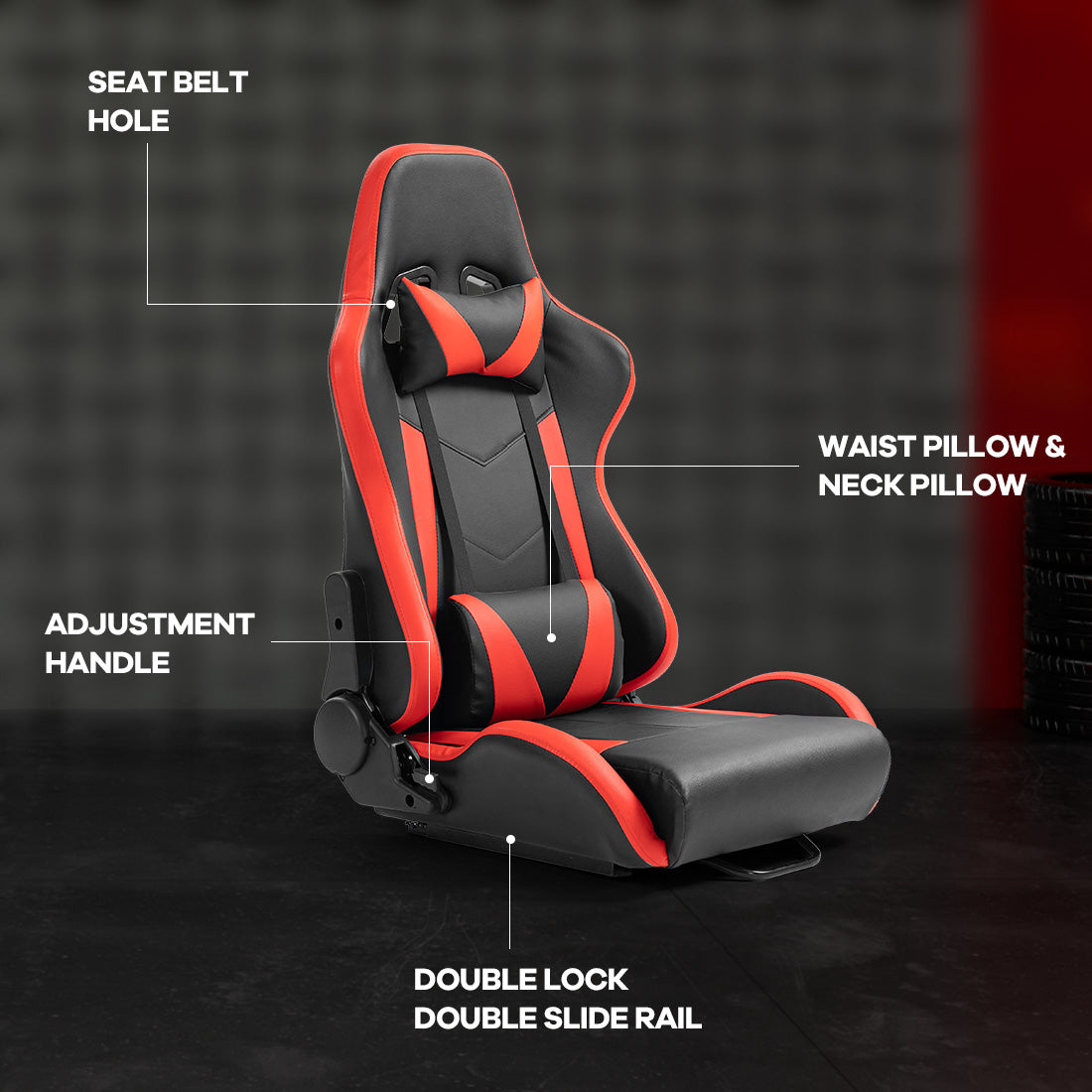 Zootopo Ergonomic Red Racing Seat with Adjustable Double Slides Fit Racing Simulator Cockpit Wheel Stand Gaming Chair Video Game Chairs
