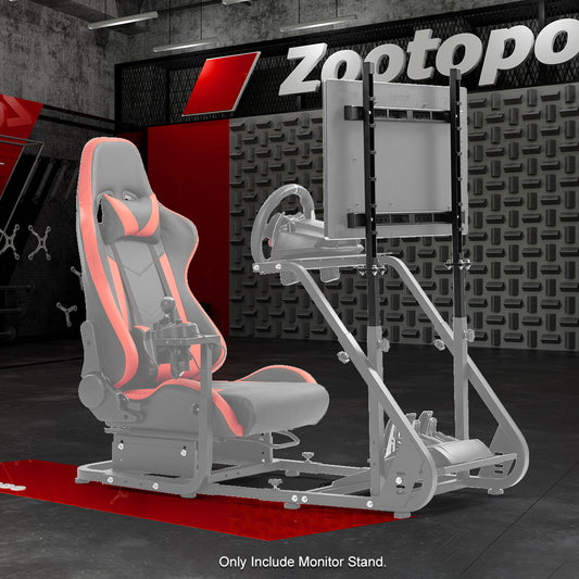 Zootopo Simulator Monitor Mount Fit for Multi-Brand Cockpit Mountable 32-55 inchs Display,Height Adjustable,NO TV,Steering Wheel,Shift Lever,Pedals,Seat and Race Frame