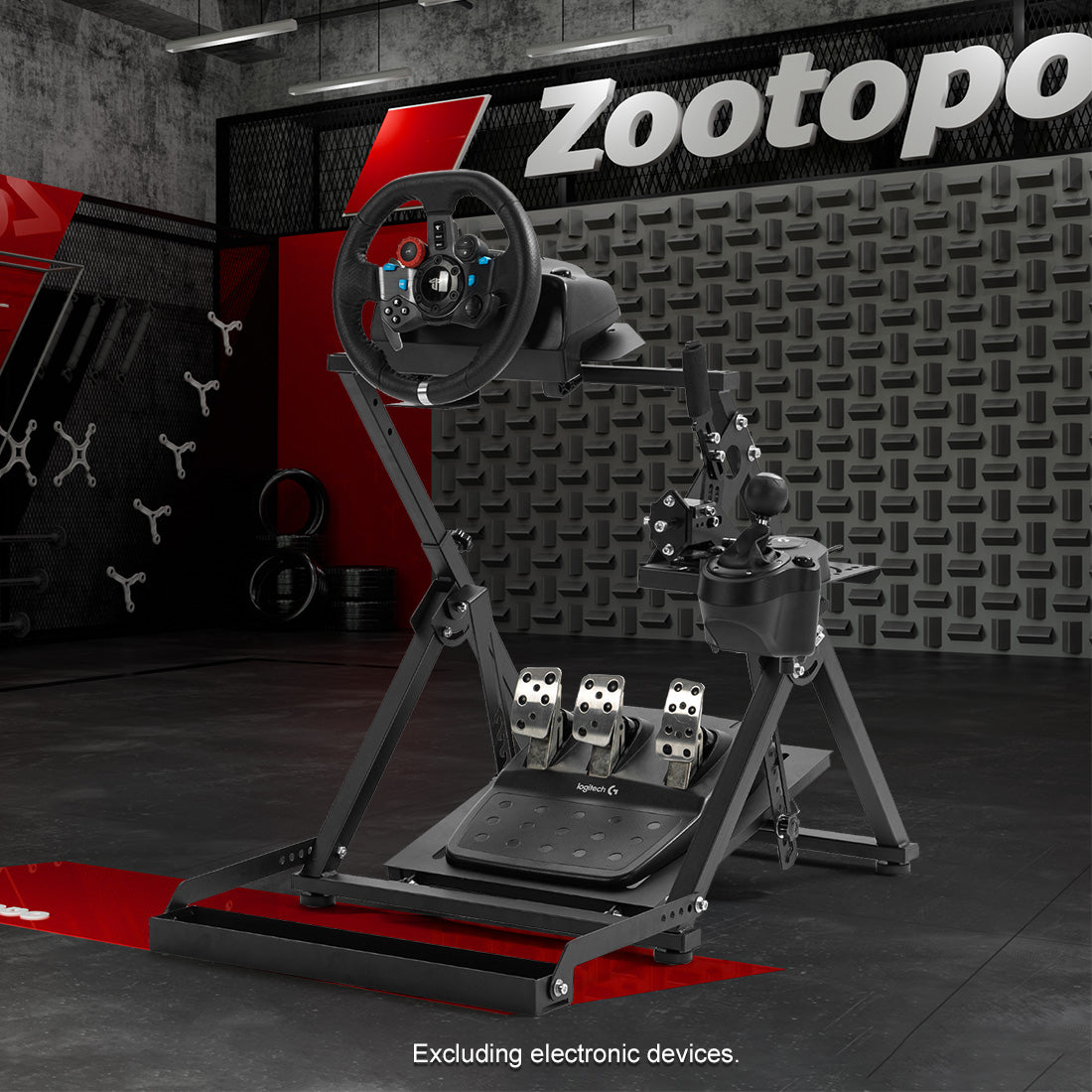 Zootopo Racing simulator Stand with Pulley Chair Fixing, Fit for Logitech G25 G27 G920/Fanatec/Thrustmaster, Adjustable Foldable Without Steering Wheel,Pedal and Handbrake