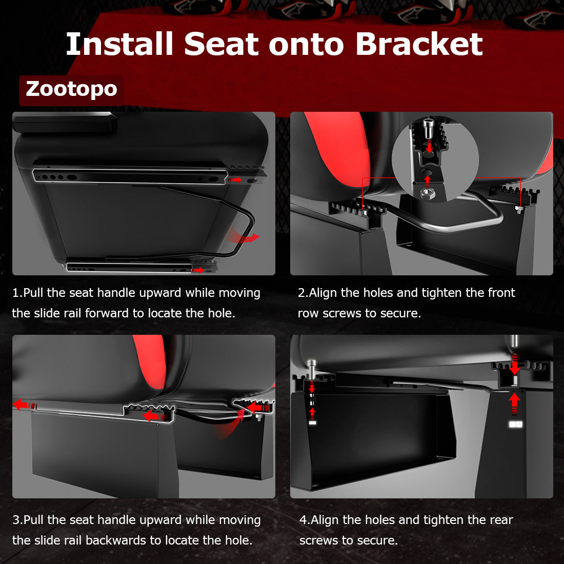 Zootopo Ergonomic Red Racing Seat with Adjustable Double Slides Fit Racing Simulator Cockpit Wheel Stand Gaming Chair Video Game Chairs