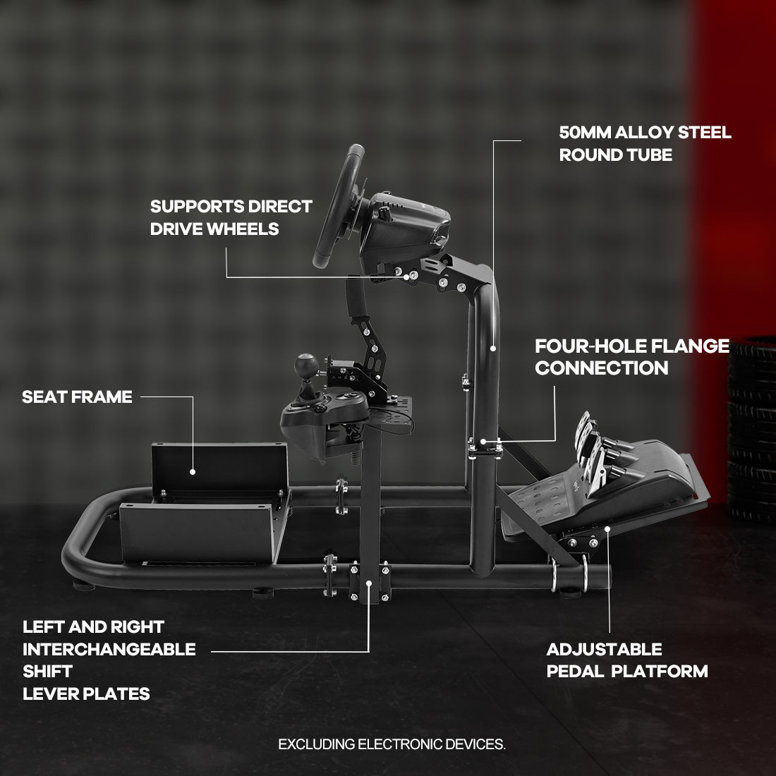 Zootopo Racing Simulator Cockpit 50mm Round Tube Driving Gaming Cockpit Fit for Logitech, Thrustmaster, Fanatec, PC, PS4, Xbox, Seat ,Pedal Wheel Not Included