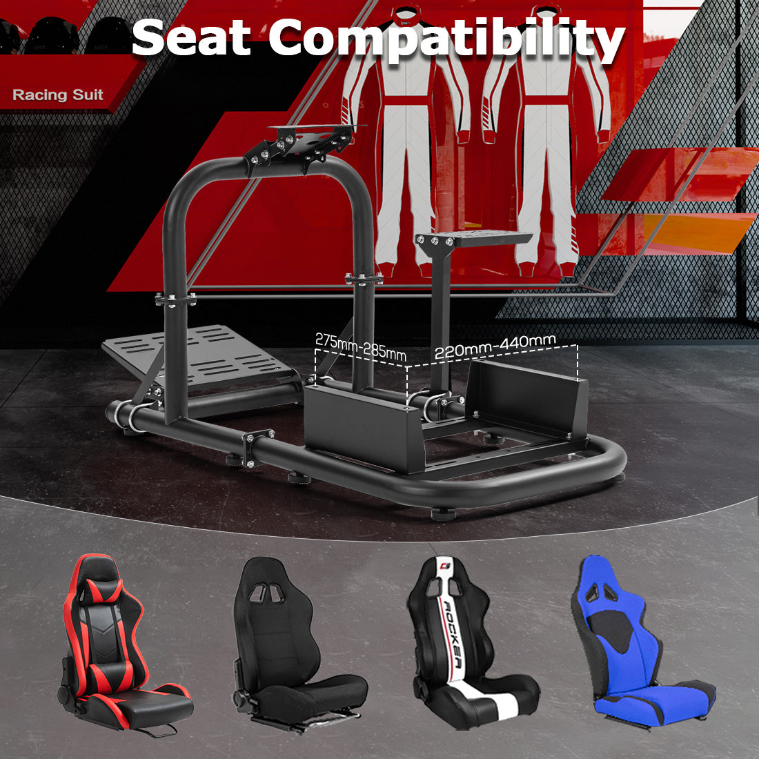 Zootopo Racing Simulator Cockpit 50mm Round Tube Driving Gaming Cockpit Fit for Logitech, Thrustmaster, Fanatec, PC, PS4, Xbox, Seat ,Pedal Wheel Not Included