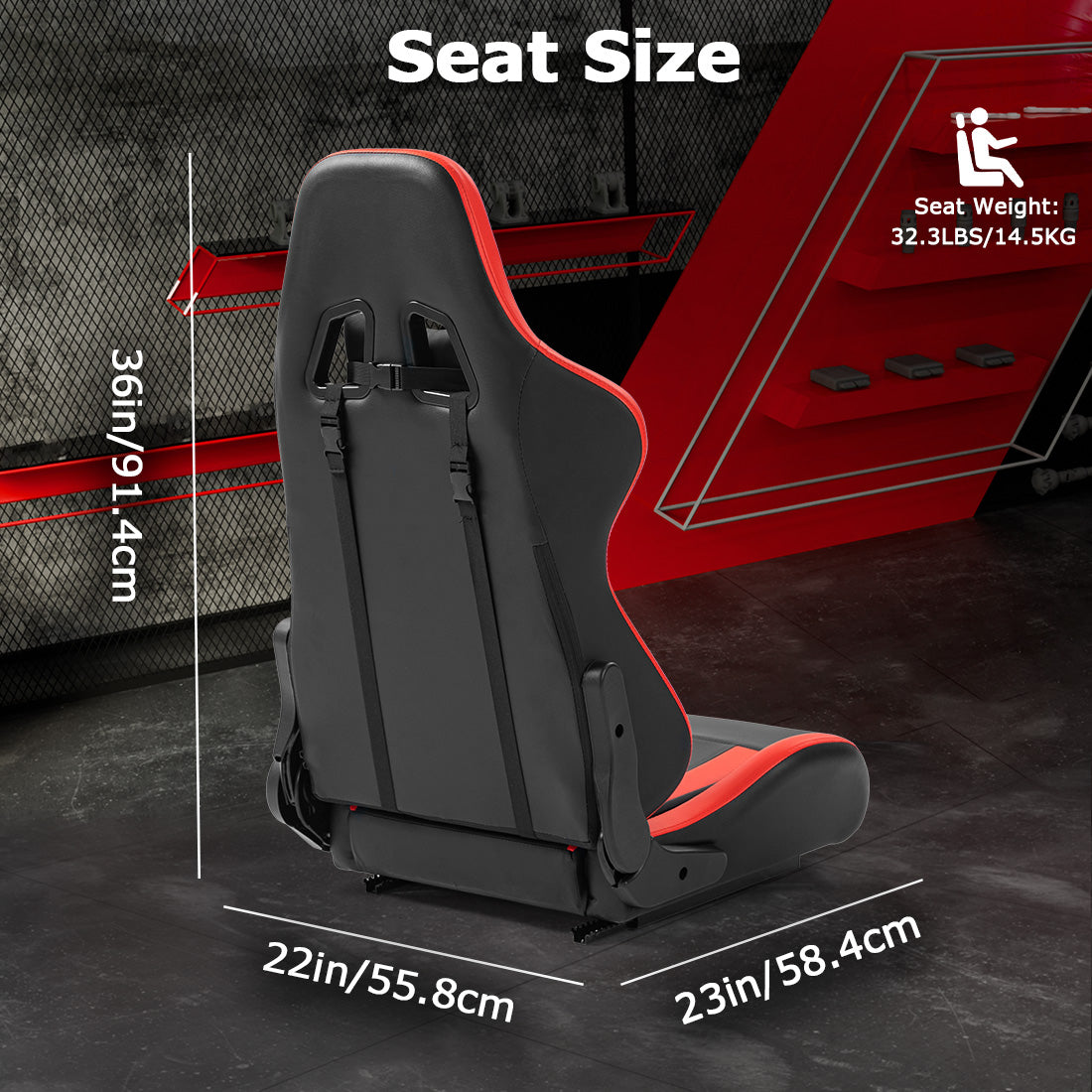 Zootopo Ergonomic Red Racing Seat with Adjustable Double Slides Fit Racing Simulator Cockpit Wheel Stand Gaming Chair Video Game Chairs