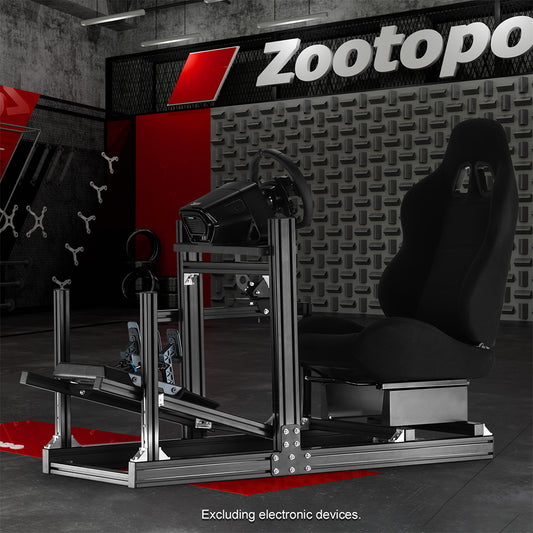 Zootopo 8040 Aluminum Profile Racing Sim Cockpit with Black Seat Fit Logitech G923 G920, Adjuatable Driving Simulator Cockpit Not Include Steering Wheel,Pedals,Handbrake