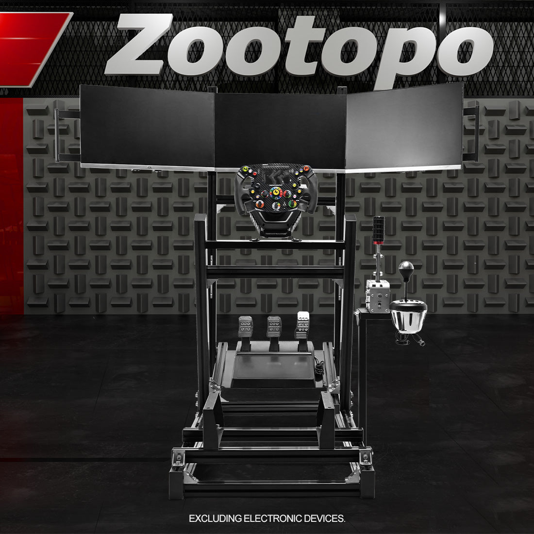 Zootopo 8040 Aluminum Profile Racing Simulator Cockpit with Triple Display Stand Fit for Logitech/Thrustmaster/Fanatec G25 G27 G29 G923 T80,F1 Trunk,No Seat,Handbrake,Pedals & Steering Wheel