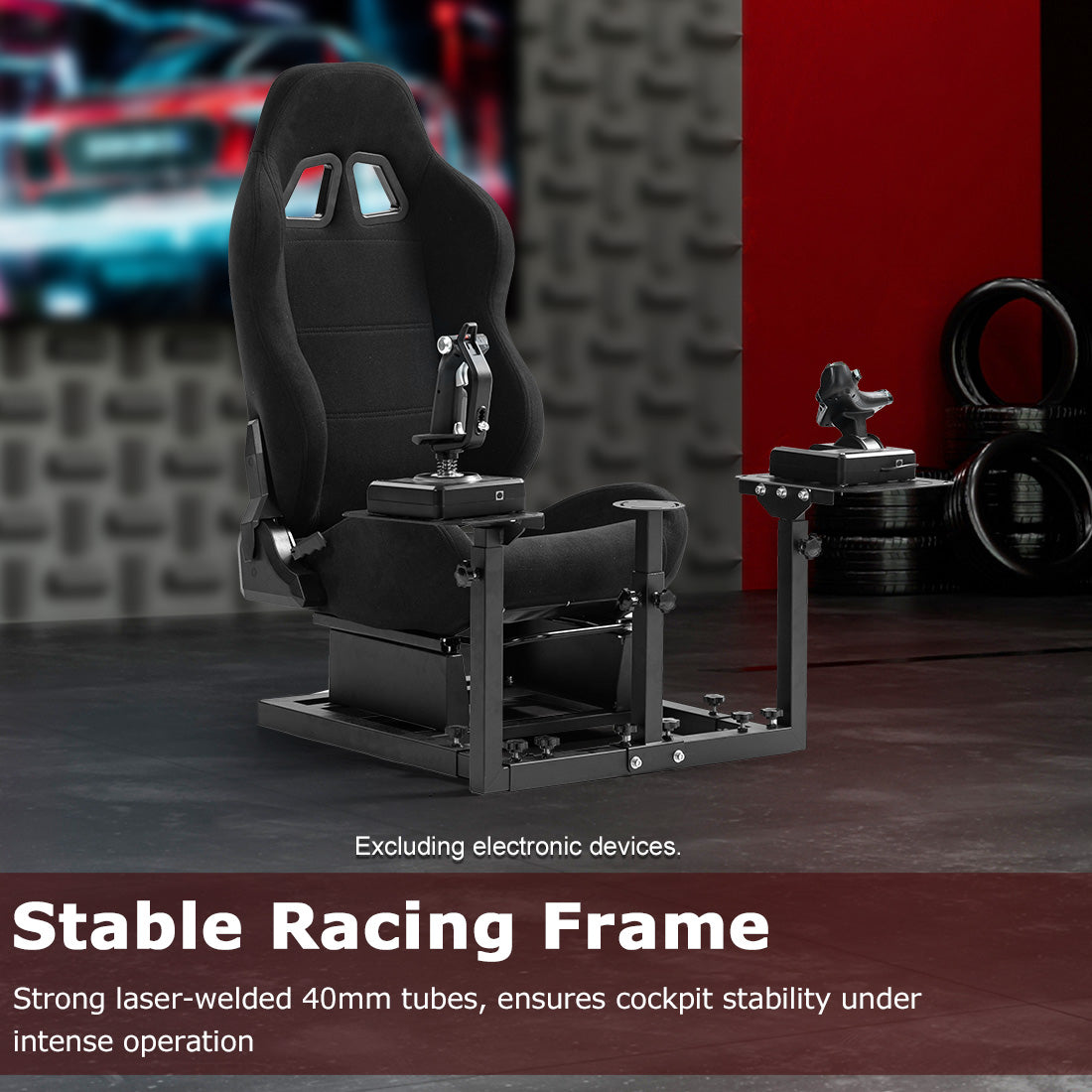 Zootopo Flight Simulator Cockpit with Black Seat Fit for Logitech X52 PRO,X56, Thrustmaster T16000M,HotasWarthing Flight Stick,Unlimited Adjustment,Not Include Steering Wheel,Pedals,Handbrake and Joystick