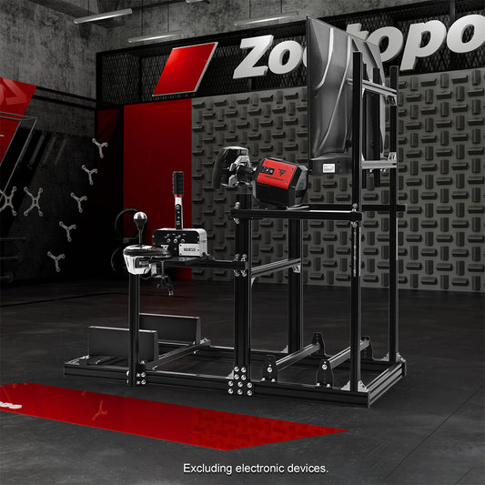Zootopo Racing Simulator Cockpit with Monitor Mount, crafted from 3060 Aluminum Profile, Fit for Thrustmaster/Fanatec/Logitech G29 GPro, Unlimited Adjustment,Not Include Steering Wheel,Pedals,Handbrake